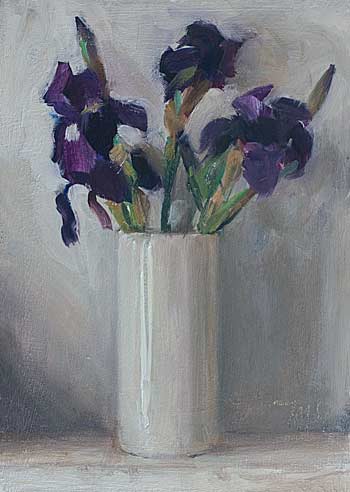 daily painting titled Irises in a white vase