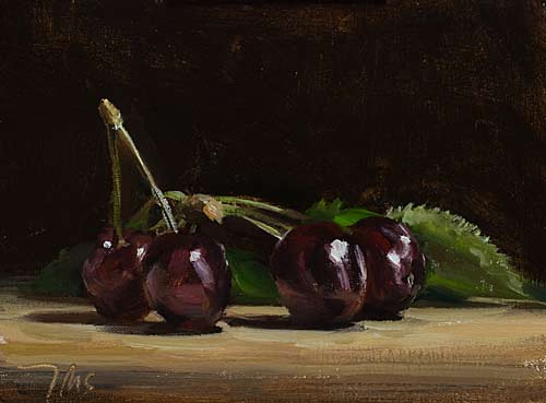 daily painting titled Four cherries