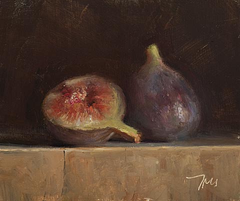 daily painting titled Still life with two figs
