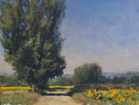daily painting titled Landscape with sunflowers
