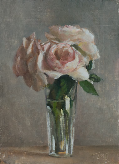 daily painting titled Roses in a glass