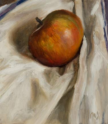 daily painting titled Apple on a knapkin
