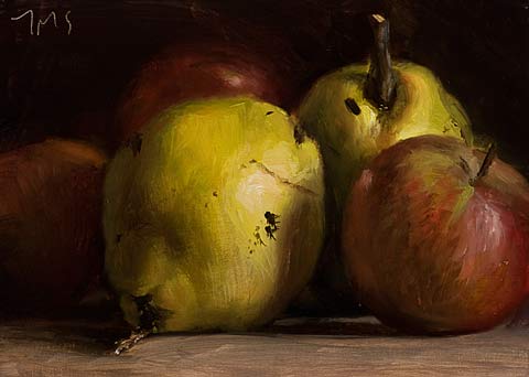 daily painting titled Apples and quinces
