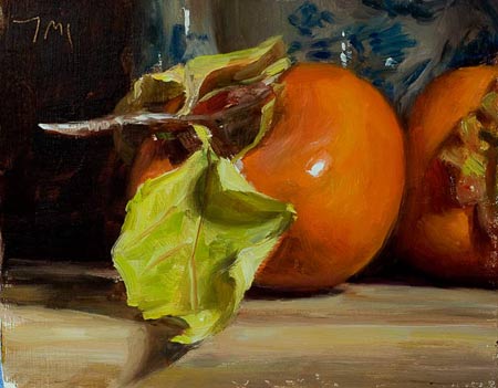 daily painting titled Persimmons from le Charmery