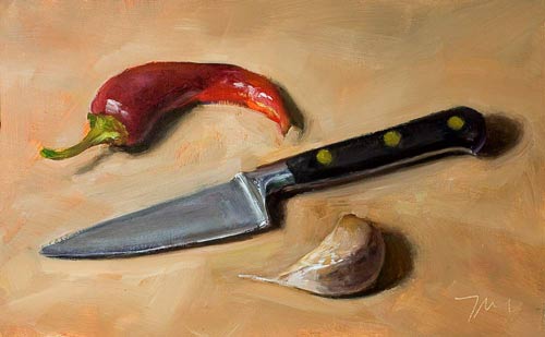 daily painting titled Sabatier with Chili and garlic