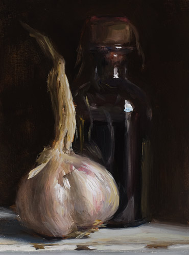 daily painting titled Garlic and balsamic vinegar