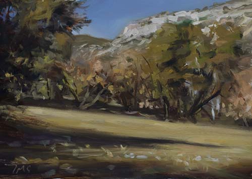 daily painting titled Winter pasture at les Gargories