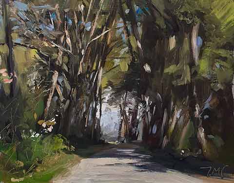 daily painting titled Road through pines