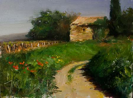 daily painting titled Road with cabanon