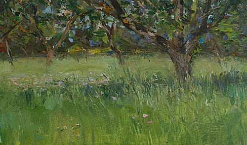 daily painting titled Jill's  orchard, Puglia