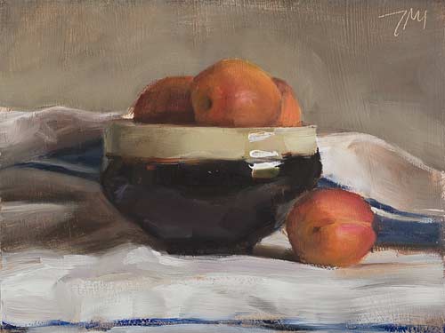 daily painting titled Bowl of apricots