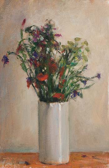 daily painting titled Wild flowers in a white vase