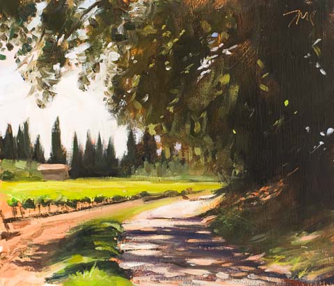 daily painting titled A bend in the road