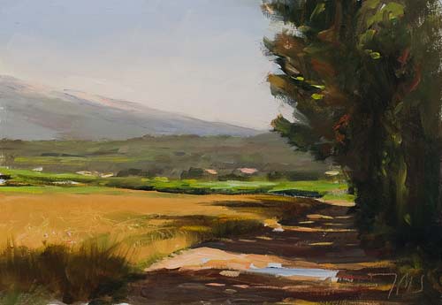 daily painting titled Wheatfield under the Mont Ventoux