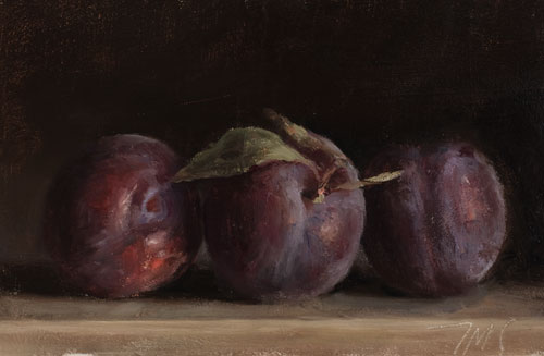 daily painting titled Three plums