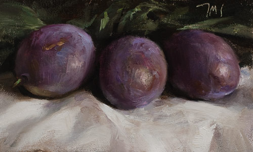 daily painting titled Three blue plums
