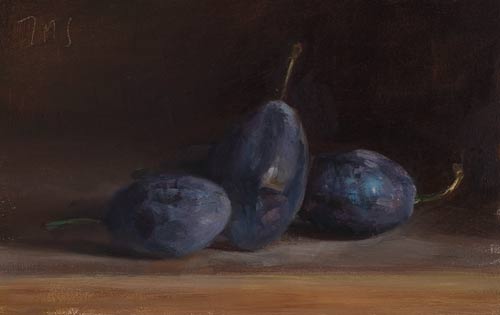 daily painting titled Four blue plums