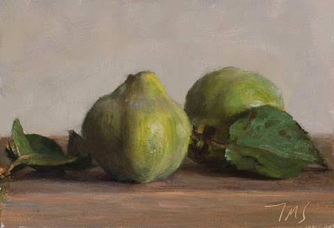daily painting titled Green quinces