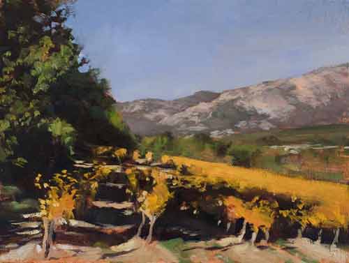 daily painting titled Autumn vineyards,  Crillon-le-Brave