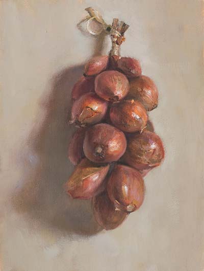 daily painting titled Shallots on a string