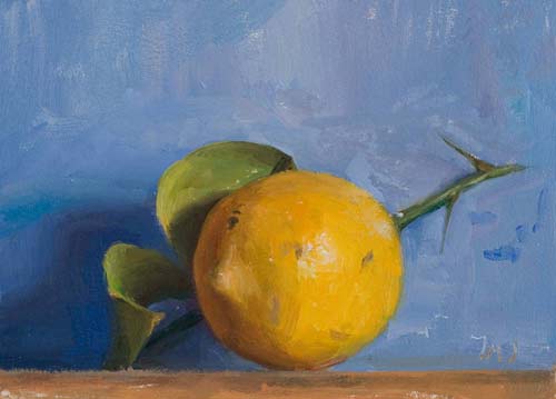 daily painting titled Lemon on a blue ground