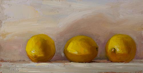 daily painting titled Three lemons