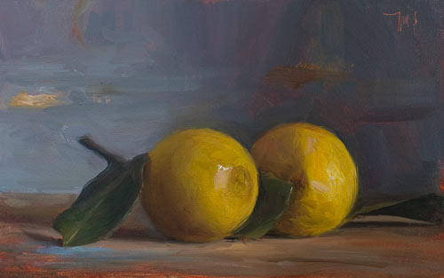 daily painting titled Lemons from the CÃ´te d'Azur