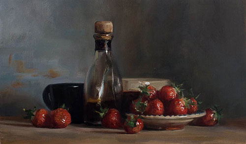 daily painting titled Still life with strawberries