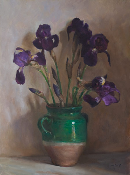 daily painting titled Irises in a Provençal pot