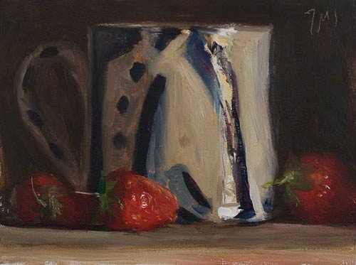 daily painting titled Cup with strawberries