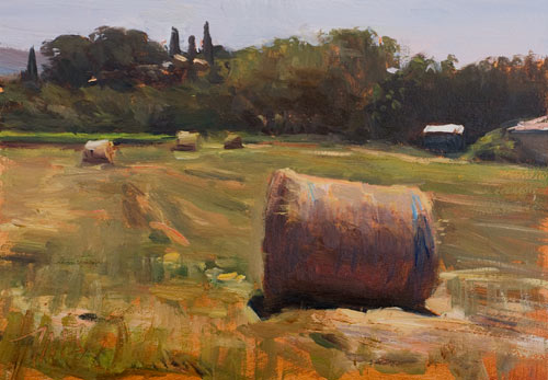 daily painting titled Hay bales