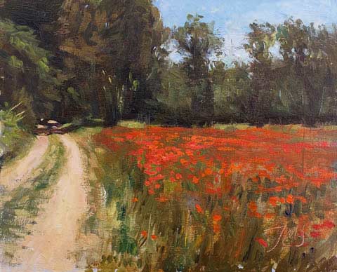 daily painting titled Track through poppies