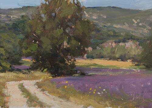 daily painting titled Track through lavender fields