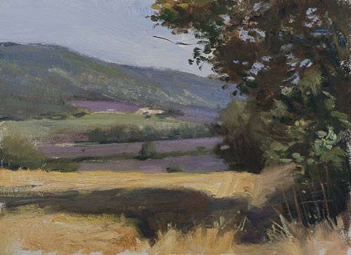 daily painting titled Wheatfield and lavender, Sault