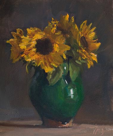 daily painting titled Vase of sunflowers