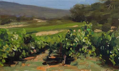 daily painting titled August vineyards, les Couguieux