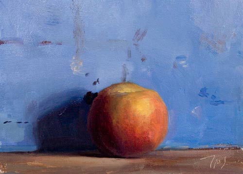 daily painting titled Peach with blue background