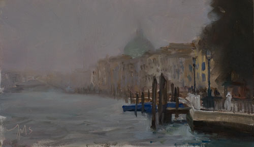 daily painting titled Grand canal, misty morning 