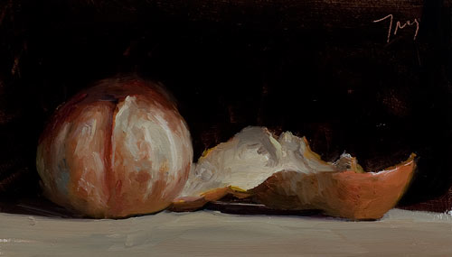 daily painting titled Peeled clementine