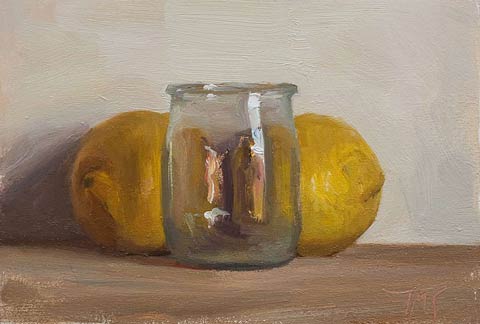 daily painting titled Jar with two lemons