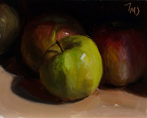 daily painting titled Four apples