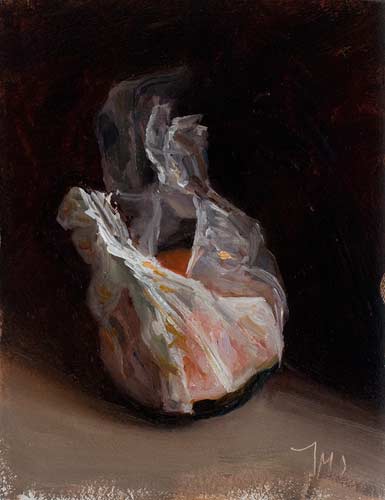 daily painting titled Wrapped clementine