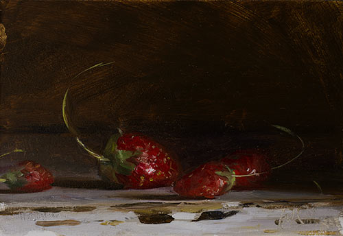 daily painting titled Four strawberries