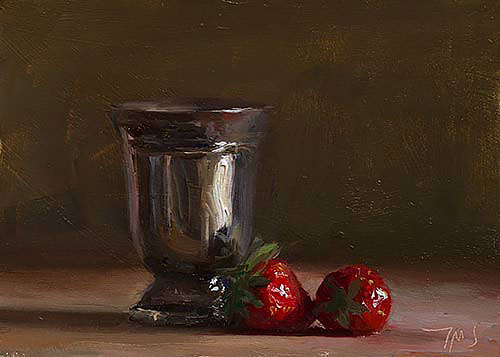 daily painting titled Goblet with strawberries