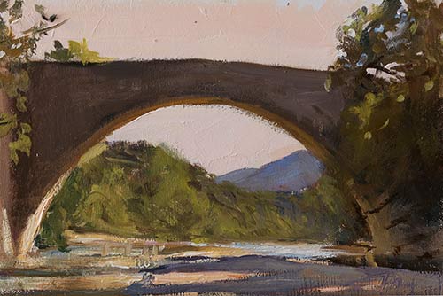 daily painting titled Le Pont Romain, Entrechaux