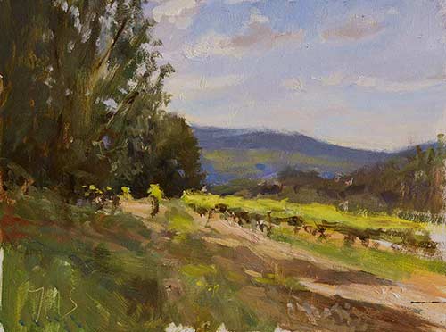daily painting titled Vineyards at La Madelene