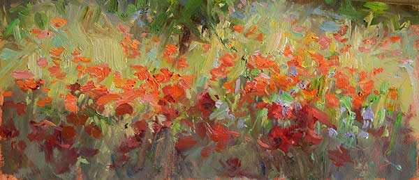 daily painting titled Poppies in an orchard