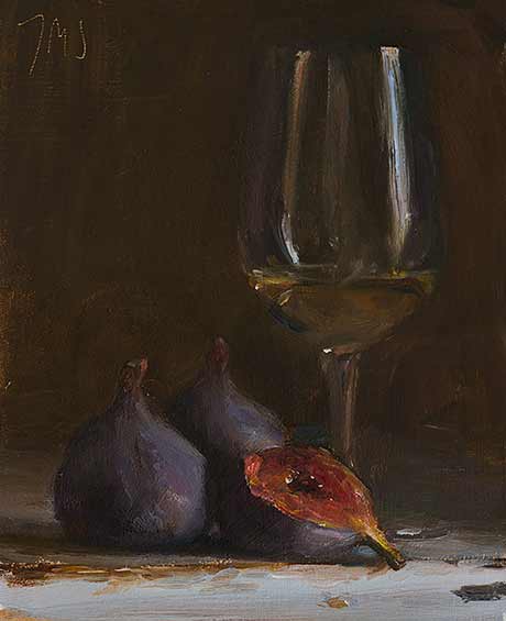 daily painting titled Figs and white wine