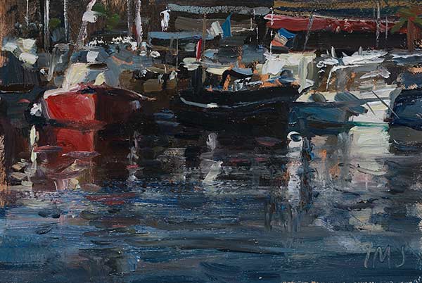 daily painting titled Fishing boats at Carry-le-Rouet