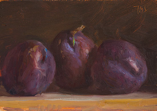 daily painting titled Three plums